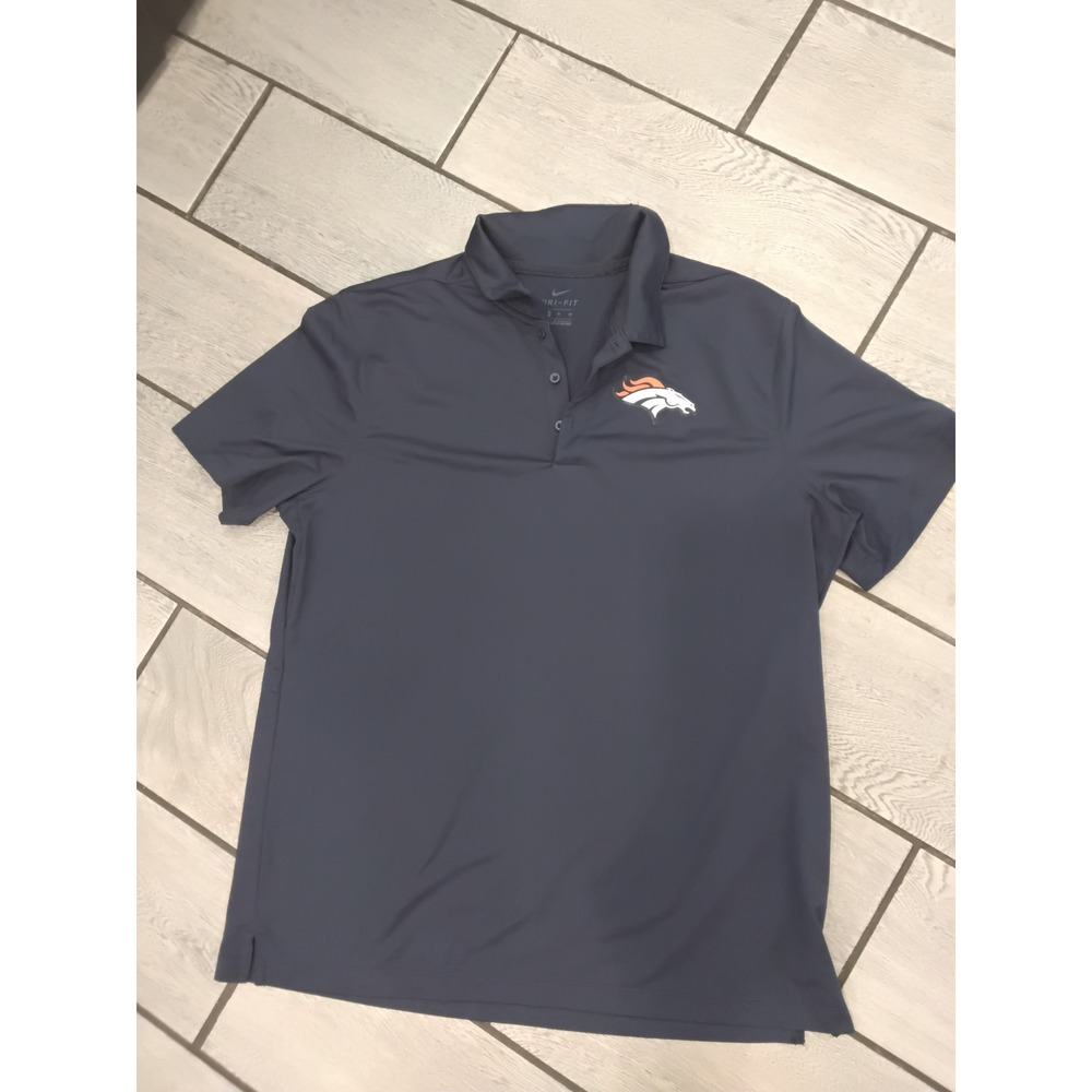 Nike Dri-FIT Denver Broncos Polo Shirt Mens XL Navy Blue NFL‎ Football Golf Tee